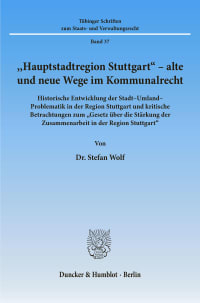 Cover »Hauptstadtregion Stuttgart« - alte und neue Wege im Kommunalrecht