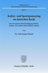 Cover Kultur- und Sportsponsoring im deutschen Recht