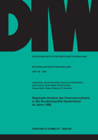 Cover Regionale Struktur des Personenverkehrs in der Bundesrepublik Deutschland im Jahre 1980