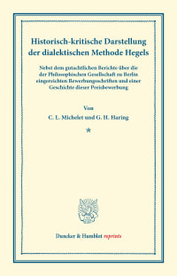 Cover Historisch-kritische Darstellung der dialektischen Methode Hegels