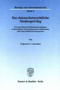 Cover Das datenschutzrechtliche Medienprivileg