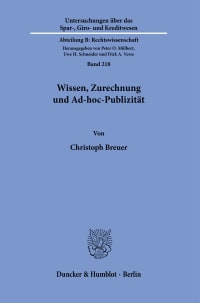 Cover Wissen, Zurechnung und Ad-hoc-Publizität