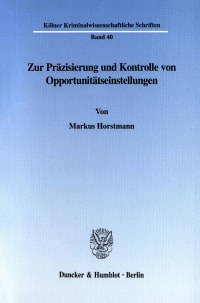 Cover Zur Präzisierung und Kontrolle von Opportunitätseinstellungen