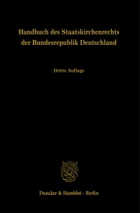 Cover Handbuch des Staatskirchenrechts der Bundesrepublik Deutschland