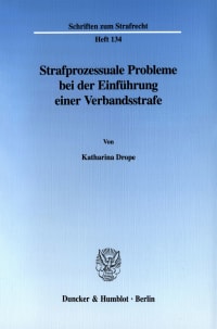 Cover Strafprozessuale Probleme bei der Einführung einer Verbandsstrafe