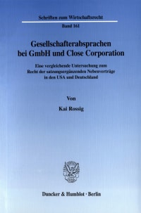 Cover Gesellschafterabsprachen bei GmbH und Close Corporation