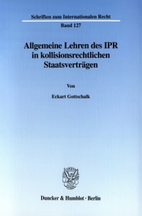 Cover Allgemeine Lehren des IPR in kollisionsrechtlichen Staatsverträgen