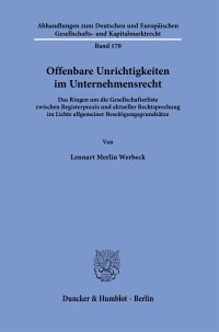 Cover Offenbare Unrichtigkeiten im Unternehmensrecht