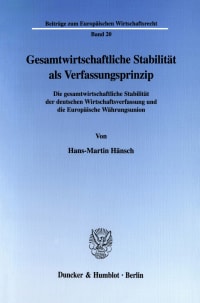 Cover Gesamtwirtschaftliche Stabilität als Verfassungsprinzip