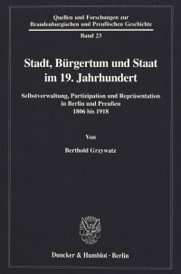 Cover Stadt, Bürgertum und Staat im 19. Jahrhundert