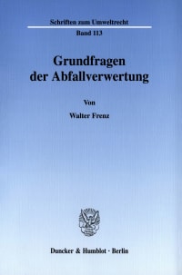 Cover Grundfragen der Abfallverwertung