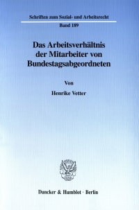 Cover Das Arbeitsverhältnis der Mitarbeiter von Bundestagsabgeordneten