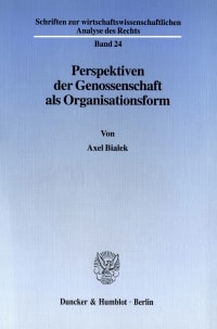 Cover Perspektiven der Genossenschaft als Organisationsform