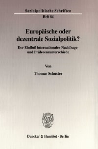 Cover Europäische oder dezentrale Sozialpolitik?