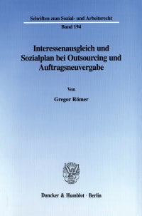 Cover Interessenausgleich und Sozialplan bei Outsourcing und Auftragsneuvergabe