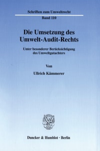 Cover Die Umsetzung des Umwelt-Audit-Rechts