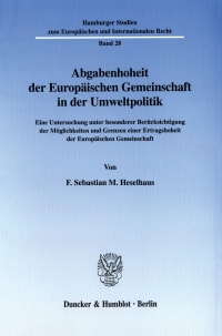 Cover Abgabenhoheit der Europäischen Gemeinschaft in der Umweltpolitik