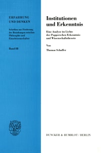 Cover Institutionen und Erkenntnis