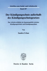 Cover Der Kündigungsschutz außerhalb des Kündigungsschutzgesetzes