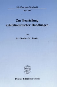 Cover Zur Beurteilung exhibitionistischer Handlungen