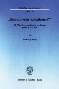 Cover »Substitut oder Komplement?«