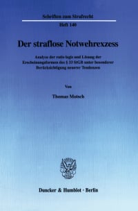 Cover Der straflose Notwehrexzess