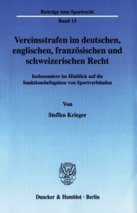 Cover Vereinsstrafen im deutschen, englischen, französischen und schweizerischen Recht