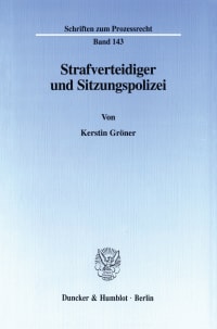 Cover Strafverteidiger und Sitzungspolizei