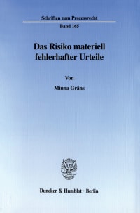 Cover Das Risiko materiell fehlerhafter Urteile