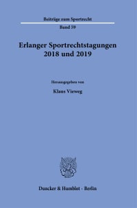 Cover Erlanger Sportrechtstagungen 2018 und 2019