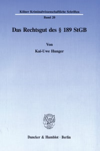 Cover Das Rechtsgut des § 189 StGB