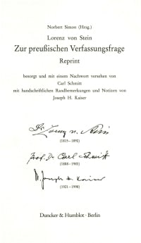 Cover Zur preußischen Verfassungsfrage. Reprint. Hrsg. von Norbert Simon