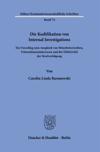 Cover Die Kodifikation von Internal Investigations