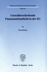 Cover Grenzüberschreitende Finanzmarktaufsicht in der EG