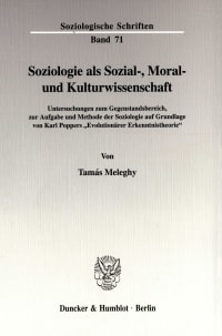 Cover Soziologie als Sozial-, Moral- und Kulturwissenschaft