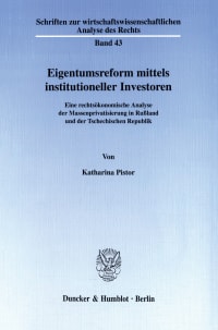 Cover Eigentumsreform mittels institutioneller Investoren