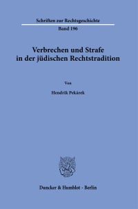 Cover Verbrechen und Strafe in der jüdischen Rechtstradition