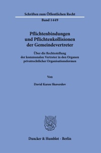 Cover Pflichtenbindungen und Pflichtenkollisionen der Gemeindevertreter