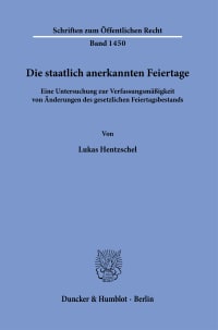 Cover Die staatlich anerkannten Feiertage