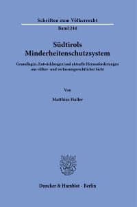 Cover Südtirols Minderheitenschutzsystem