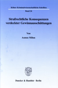 Cover Strafrechtliche Konsequenzen verdeckter Gewinnausschüttungen