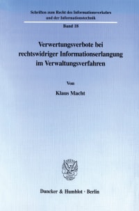 Cover Verwertungsverbote bei rechtswidriger Informationserlangung im Verwaltungsverfahren