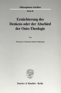 Cover Ernüchterung des Denkens oder der Abschied der Onto-Theologie