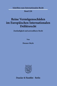 Cover Reine Vermögensschäden im Europäischen Internationalen Deliktsrecht