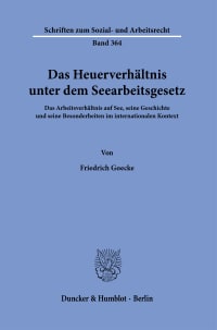 Cover Das Heuerverhältnis unter dem Seearbeitsgesetz