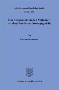 Cover Das Beweisrecht in den Verfahren vor dem Bundesverfassungsgericht