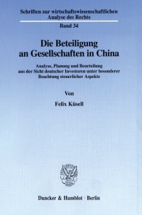 Cover Die Beteiligung an Gesellschaften in China