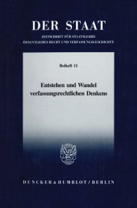 Cover Entstehen und Wandel verfassungsrechtlichen Denkens