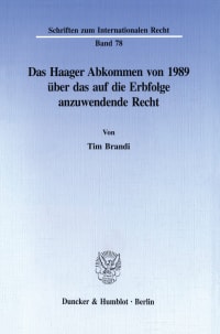 Cover Das Haager Abkommen von 1989 über das auf die Erbfolge anzuwendende Recht