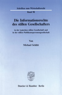 Cover Die Informationsrechte des stillen Gesellschafters